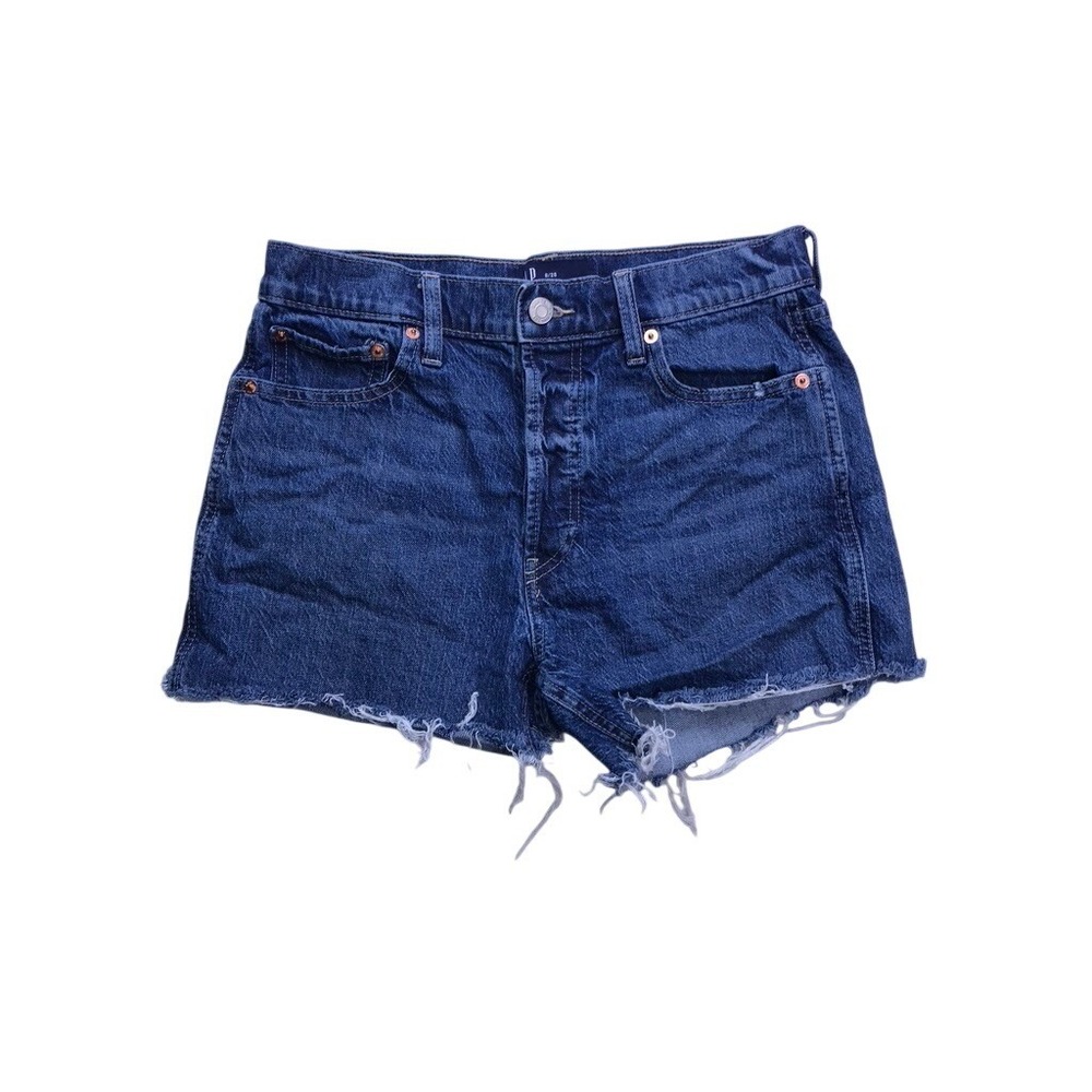 Gap High Rise Cheeky Short Womens 6/28 Blue Excellent Denim Button Fly Raw Hem